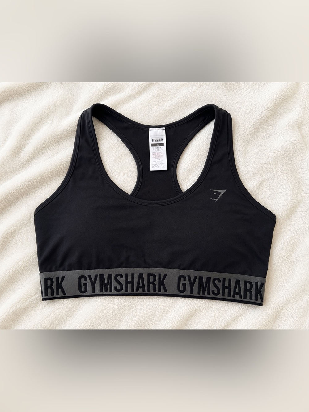 Gymshark Black Racerback Sports Bra With Branded Elastic Band Size Large